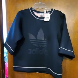 NWT ADIDAS  NAVY white Trim SWEATSHIRT